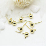 10PCS 14K plated ball beads post earrings hook earring findings DIY craft