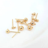 10PCS 14K plated ball beads post earrings hook earring findings DIY craft