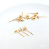 10PCS 14K plated ball beads post earrings hook earring findings DIY craft