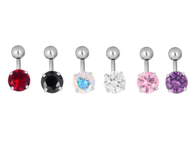 10PCS Surgical Steel Double Crystal Navel Belly Button Piercing Jewelry