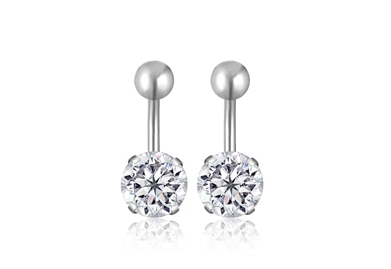 10PCS Surgical Steel Double Crystal Navel Piercing 6mm 8mm 10mm