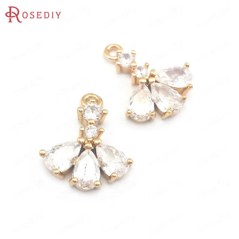 10PCS 14x16MM High Champagne Brass Flower Charms Pendants