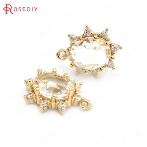 10PCS 14x18MM Champagne Brass Oval Charms Pendants
