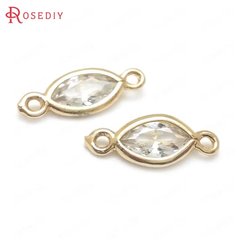 10PCS High Champagne Zircon Brass Connect Charms Pendants