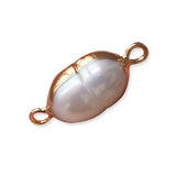 10PCS Natural Freshwater Pearl Pendants Gilt Rim Beads DIY Jewelry Accessories