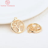 10PCS 15.7MM Tree Pendants 24K Plated Brass Charms High Jewelry Access
