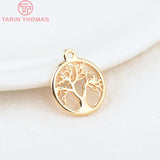 10PCS 15.7MM Tree Pendants 24K Plated Brass Charms High Jewelry Access