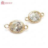 10PCS Champagne Zircon Oval Connect Charms Pendants