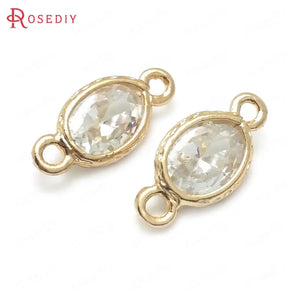 10PCS Champagne Zircon Oval Connect Charms Pendants