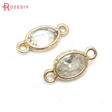 10PCS Champagne Zircon Oval Connect Charms Pendants