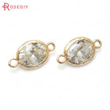10PCS Champagne Zircon Oval Connect Charms Pendants