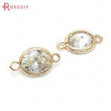 10PCS Champagne Zircon Oval Connect Charms Pendants