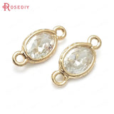 10PCS Champagne Zircon Oval Connect Charms Pendants