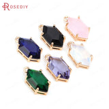 10PCS 16.5x9MM Champagne Brass Glass Horse Eye Charms Pendants