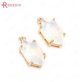 10PCS 16.5x9MM Champagne Brass Glass Horse Eye Charms Pendants