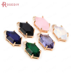 10PCS 16.5x9MM Champagne Brass Glass Horse Eye Charms Pendants