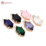 10PCS 16.5x9MM Champagne Brass Glass Horse Eye Charms Pendants
