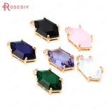 10PCS 16.5x9MM Champagne Brass Glass Horse Eye Charms Pendants