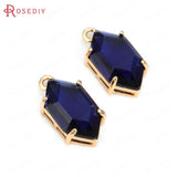 10PCS 16.5x9MM Champagne Brass Glass Horse Eye Charms Pendants
