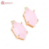 10PCS 16.5x9MM Champagne Brass Glass Horse Eye Charms Pendants