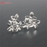10PCS 16x14MM Brass Flower Stud Earrings Pins Jewelry Making