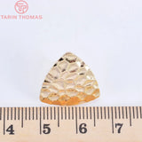 10PCS 17MM 24K Brass Stone Pattern Triangle Stud Earrings Pins