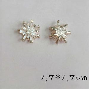 10PCS 17mm Metal Alloy KC Crystal Pearl Flowers Connectors Charm DIY Hair Access