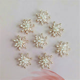 10PCS 17mm Metal Alloy KC Crystal Pearl Flowers Connectors Charm DIY Hair Access