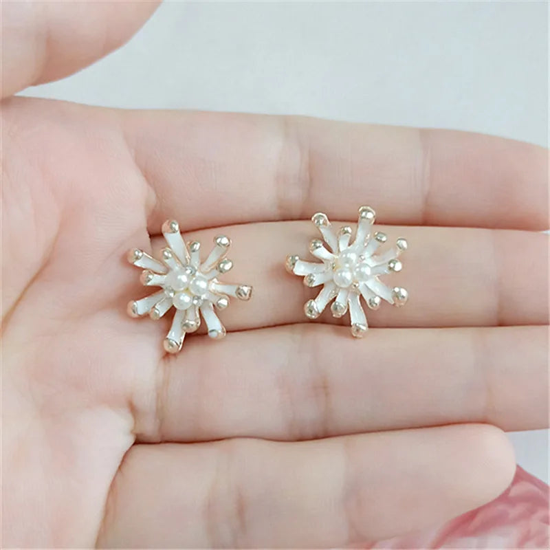 10PCS 17mm Metal Alloy KC Crystal Pearl Flowers Connectors Charm DIY Hair Access