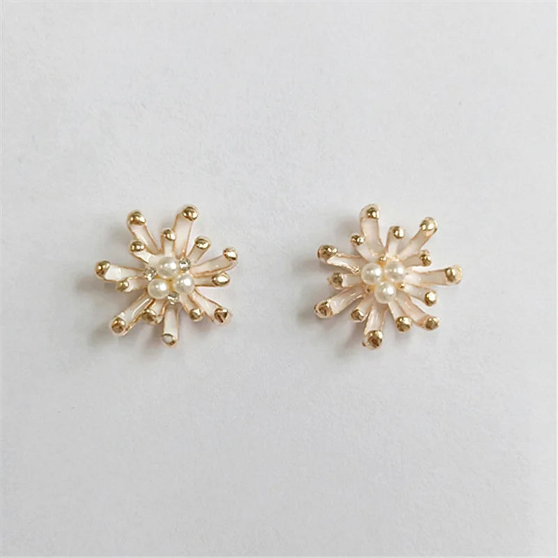 10PCS 17mm Metal Alloy KC Crystal Pearl Flowers Connectors Charm DIY Hair Access