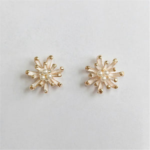 10PCS 17mm Metal Alloy KC Crystal Pearl Flowers Connectors Charm DIY Hair Access