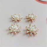 10PCS 17mm Metal Alloy KC Crystal Pearl Flowers Connectors Charm DIY Hair Access