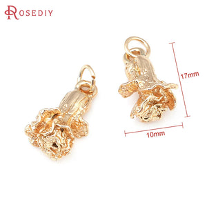 10PCS 17x10MM 18K Brass Cabbage Connect Charms Pendants Jewelry