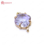 10PCS High Champagne Brass Glass 2 Holes Square Connect Charms Pendants