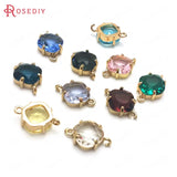 10PCS High Champagne Brass Glass 2 Holes Square Connect Charms Pendants