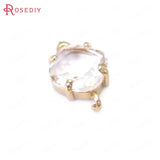 10PCS High Champagne Brass Glass 2 Holes Square Connect Charms Pendants