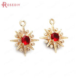 10PCS 17x20MM Champagne Brass Zircon Star Charms Pendants