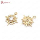 10PCS 17x20MM Champagne Brass Zircon Star Charms Pendants