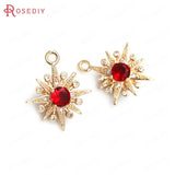 10PCS 17x20MM Champagne Brass Zircon Star Charms Pendants