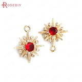10PCS 17x20MM Champagne Brass Zircon Star Charms Pendants