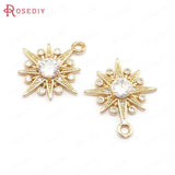 10PCS 17x20MM Champagne Brass Zircon Star Charms Pendants
