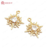 10PCS 17x20MM Champagne Brass Zircon Star Charms Pendants