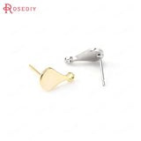 10PCS 18*13MM 24K Brass Drop Stud Earrings Pins DIY Jewelry Findings