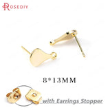 10PCS 18*13MM 24K Brass Drop Stud Earrings Pins DIY Jewelry Findings