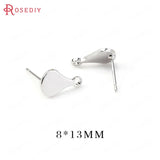 10PCS 18*13MM 24K Brass Drop Stud Earrings Pins DIY Jewelry Findings