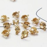 10PCS 18K Gold Plated Leaf-Shaped Melon Seed Buckle for DIY Bracelet Necklace