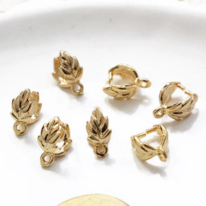 10PCS 18K Gold Plated Leaf-Shaped Melon Seed Buckle for DIY Bracelet Necklace