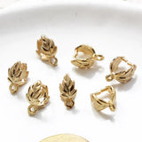 10PCS 18K Gold Plated Leaf-Shaped Melon Seed Buckle for DIY Bracelet Necklace