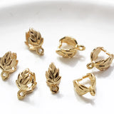 10PCS 18K Gold Plated Leaf-Shaped Melon Seed Buckle for DIY Bracelet Necklace