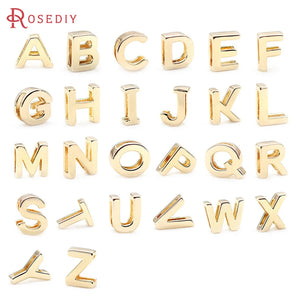 10PCS 18K Brass Letter Charm Bracelets Spacer Beads DIY Finding